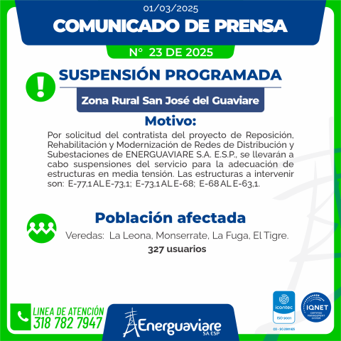 COMUNICADO DE PRENSA N° 23A